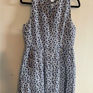 J. Crew Navy and White Patterned Midi Dress